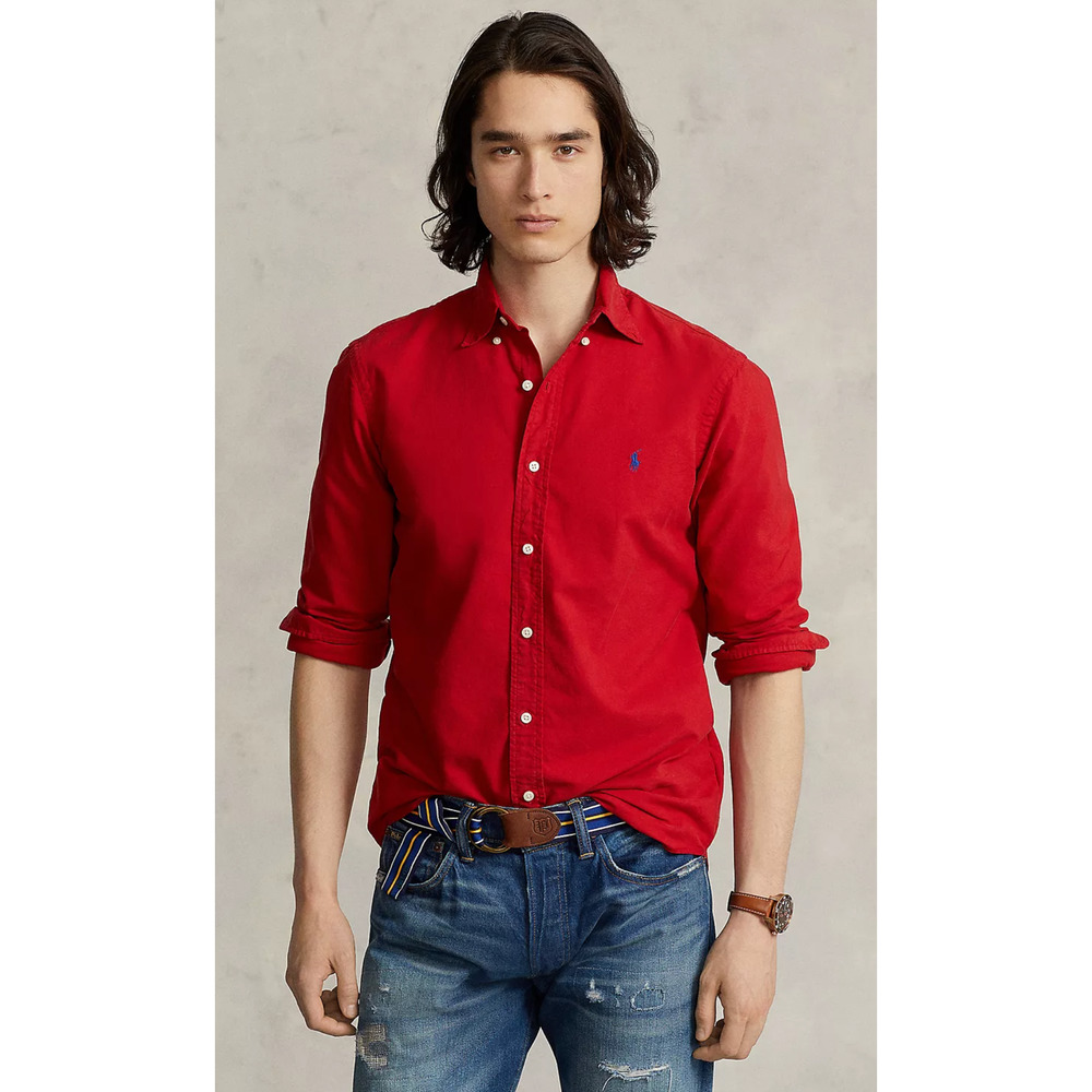 Polo Ralph Lauren Mens Classic Fit Oxford Cotton Button Down Shirt Medium Red